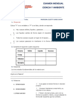 Ciencia y Ambiente Examen Mensual 3 y 4 III Bimestre