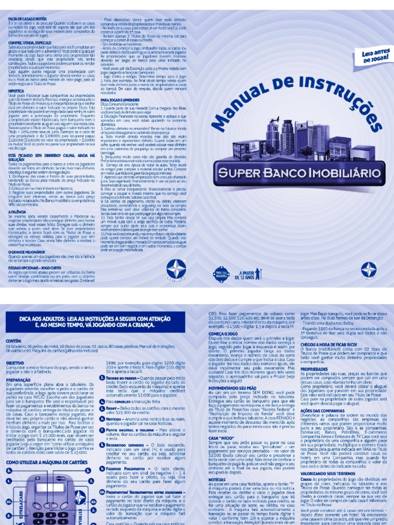 Manual de Instruções Banco Imobiliário by Orlane Rocha - Issuu