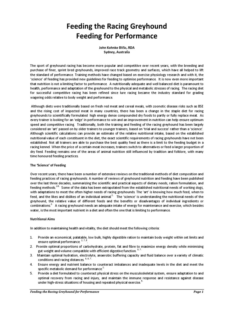 Optimizing Nutrition for Racing Greyhounds | PDF | Fat | Saturated Fat