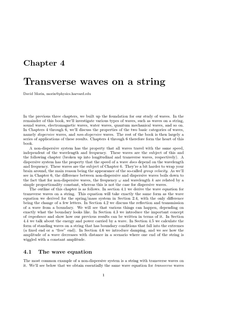 Transverse PDF | PDF | Tension (Physics) | Wave Equation