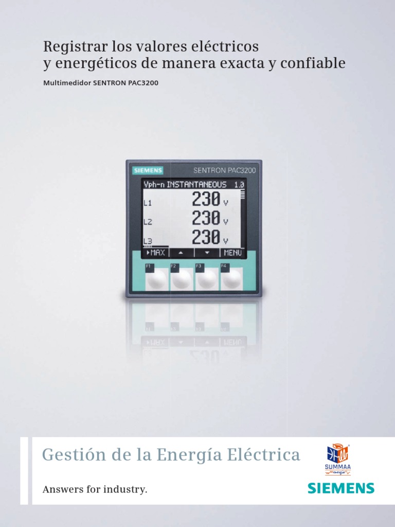 Multimedidor SENTRON PAC3200: Guía Completa | PDF | Energia electrica ...