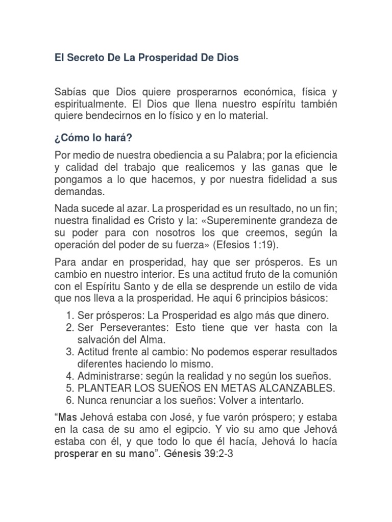 El Secreto de La Prosperidad de Dios | PDF | Bendición | eucaristía