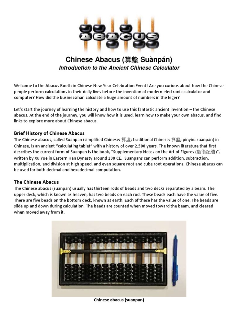 Introduction to the Chinese Abacus | PDF | Teaching Mathematics
