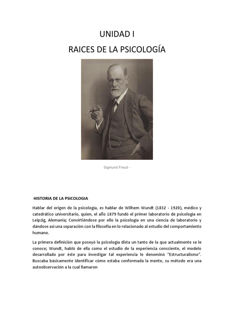 Unidad No 1 Raíces de La Psicología PDF Sicología Comportamiento