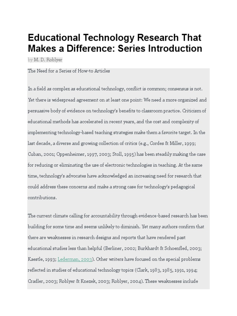 Educational Technology Research That Makes A Difference | PDF ...