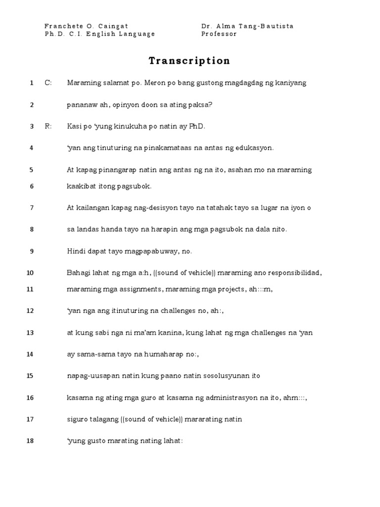 Transcription Assignment | PDF