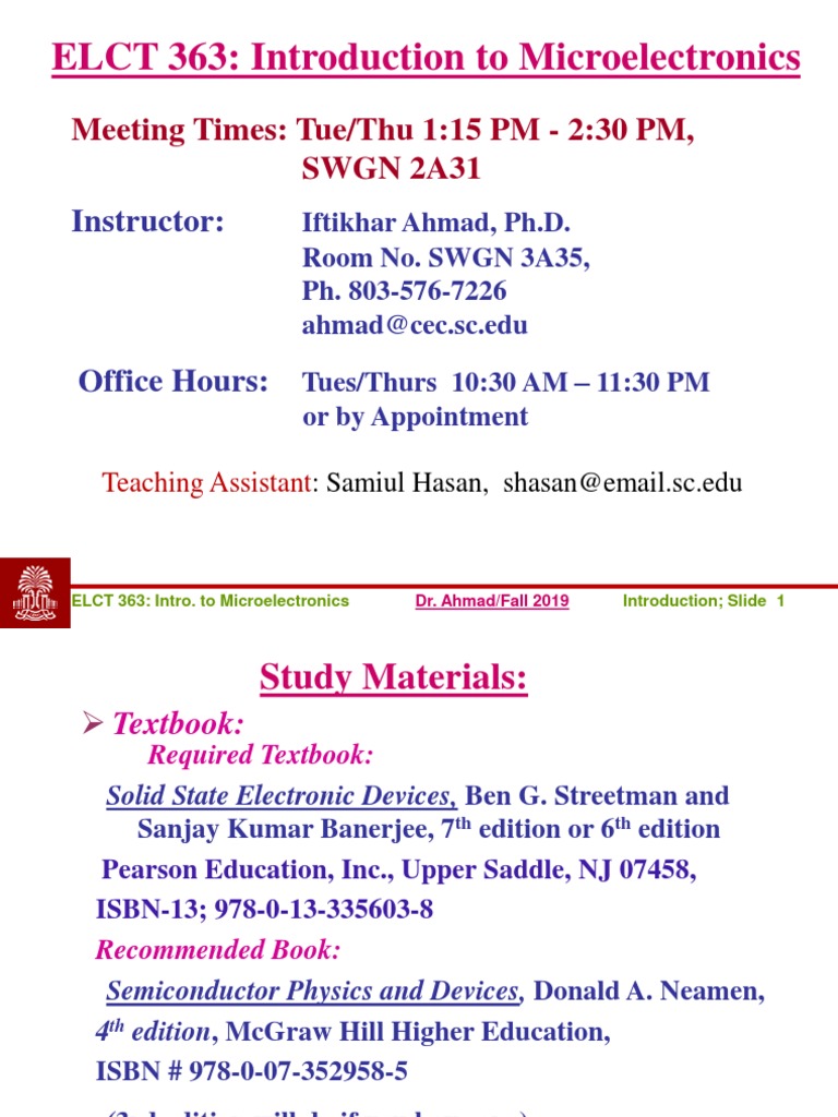 ELCT 363: Microelectronics Course Overview | PDF | Transistor ...