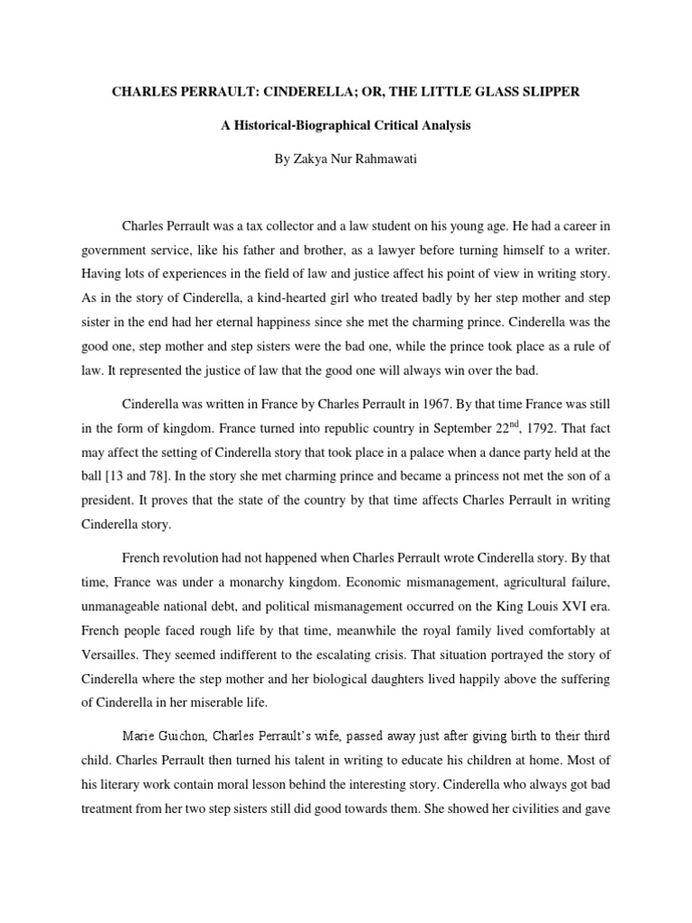 Cinderella by Charles Perrault Analysis PDF Cinderella Charles