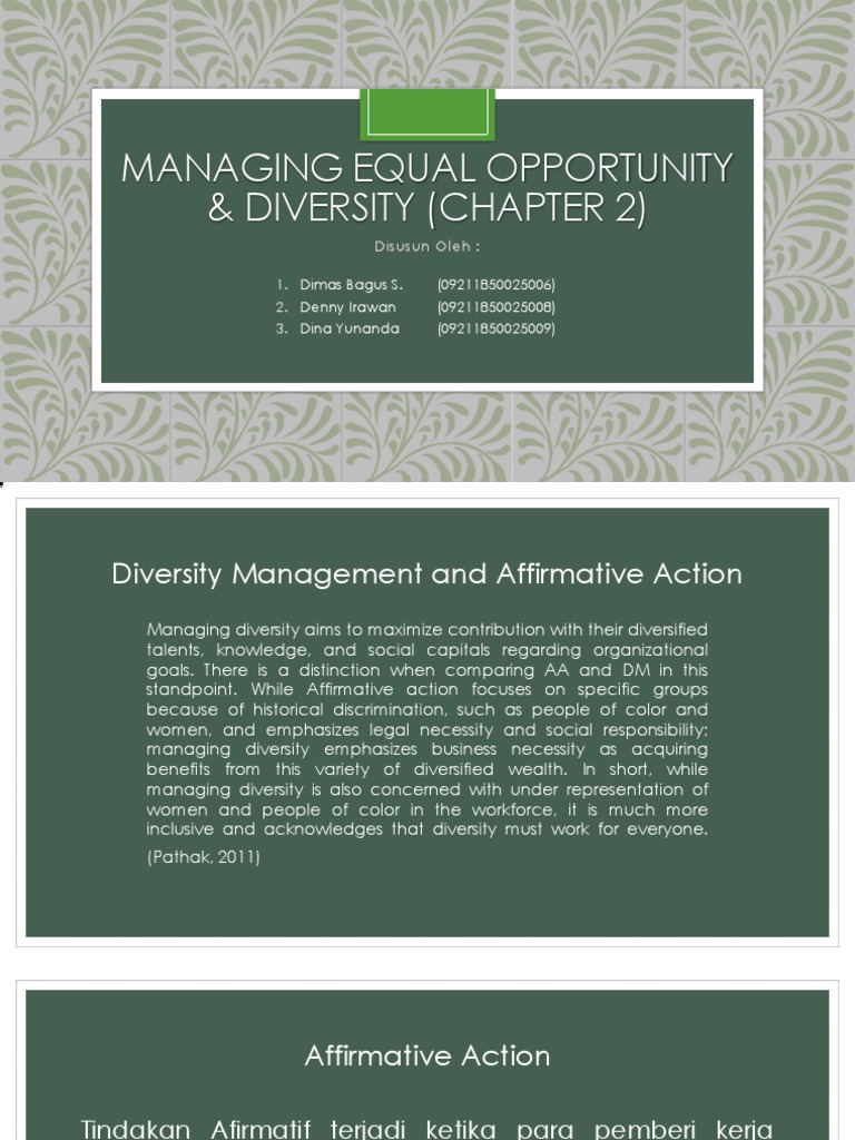 Managing Diversity and Affirmative Action | PDF | Affirmative Action ...