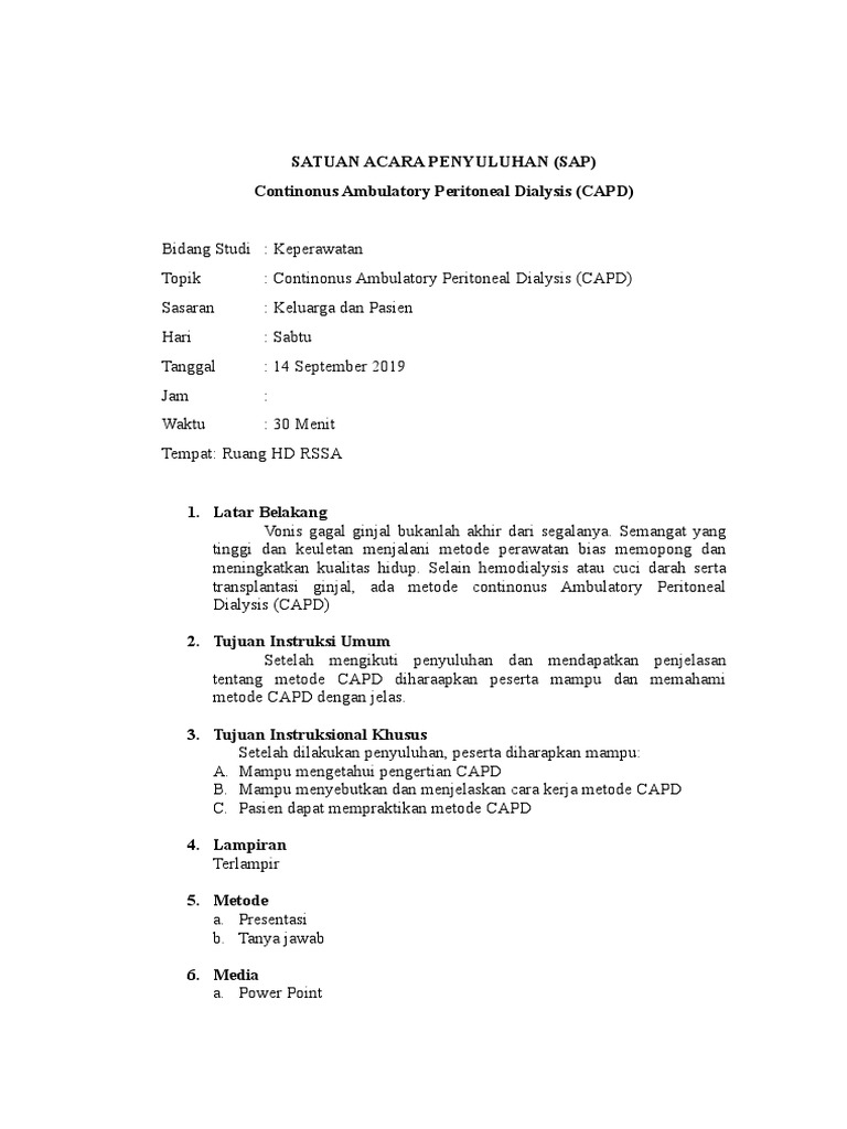 Pengertian dan Metode CAPD | PDF | Kesehatan Holistik | Sains & Matematika