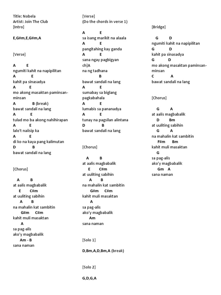 Nobela Chords PDF