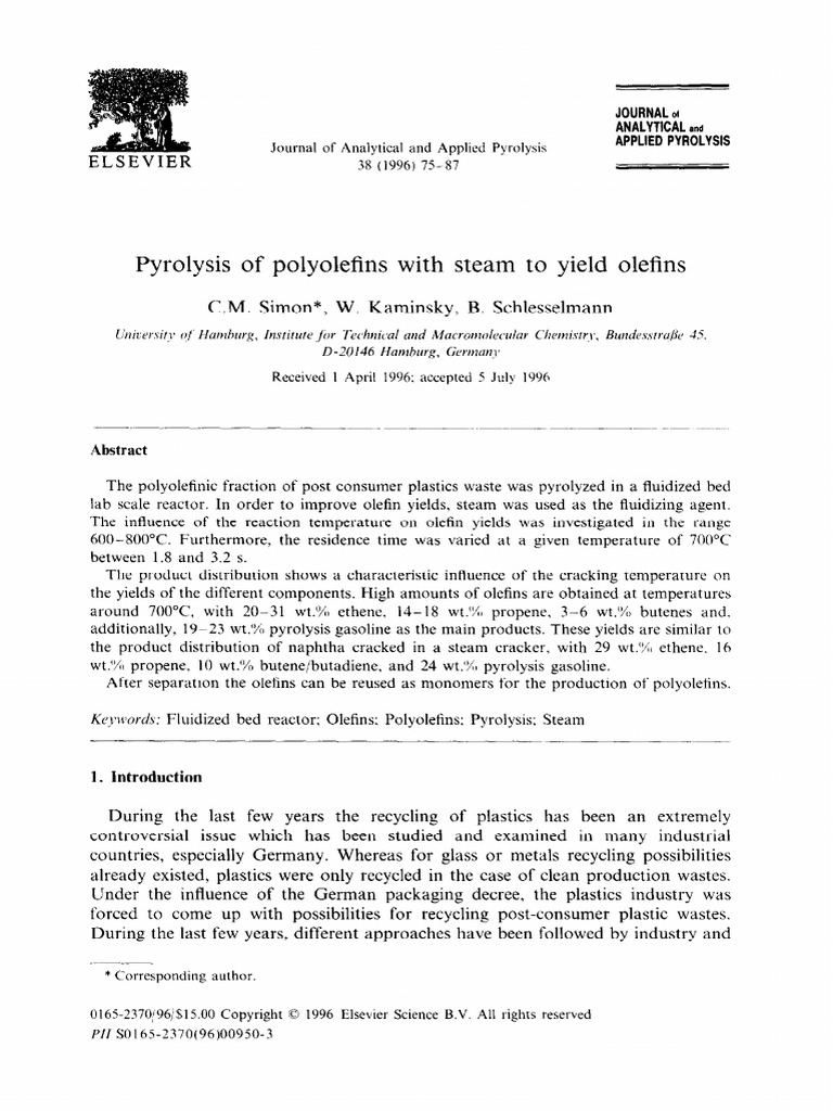 Pyrolysis of Polyolefins | PDF | Cracking (Chemistry) | Pyrolysis