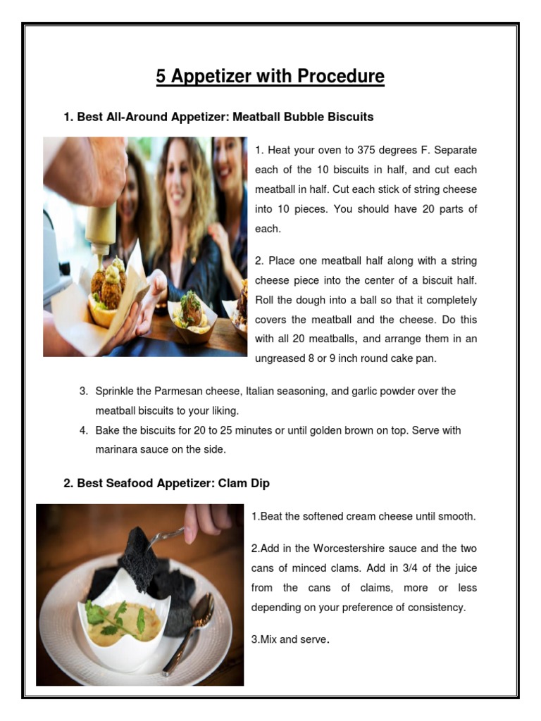 5 Appetizer With Procedure PDF Foods Cooking
