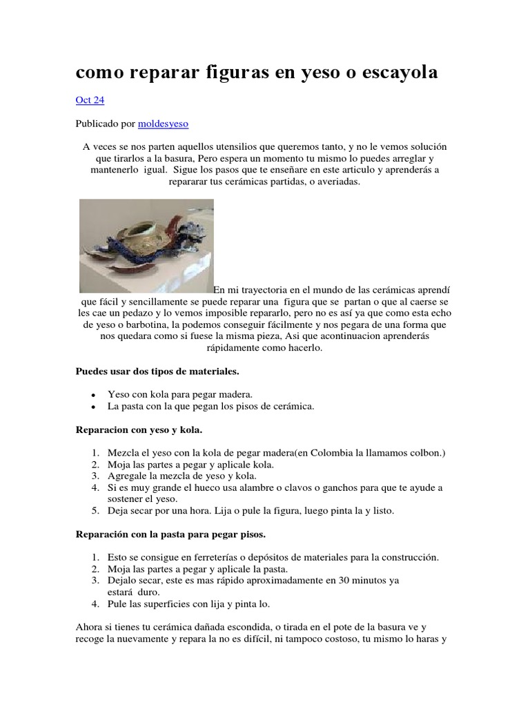 Como Reparar Figuras en Yeso o PDF