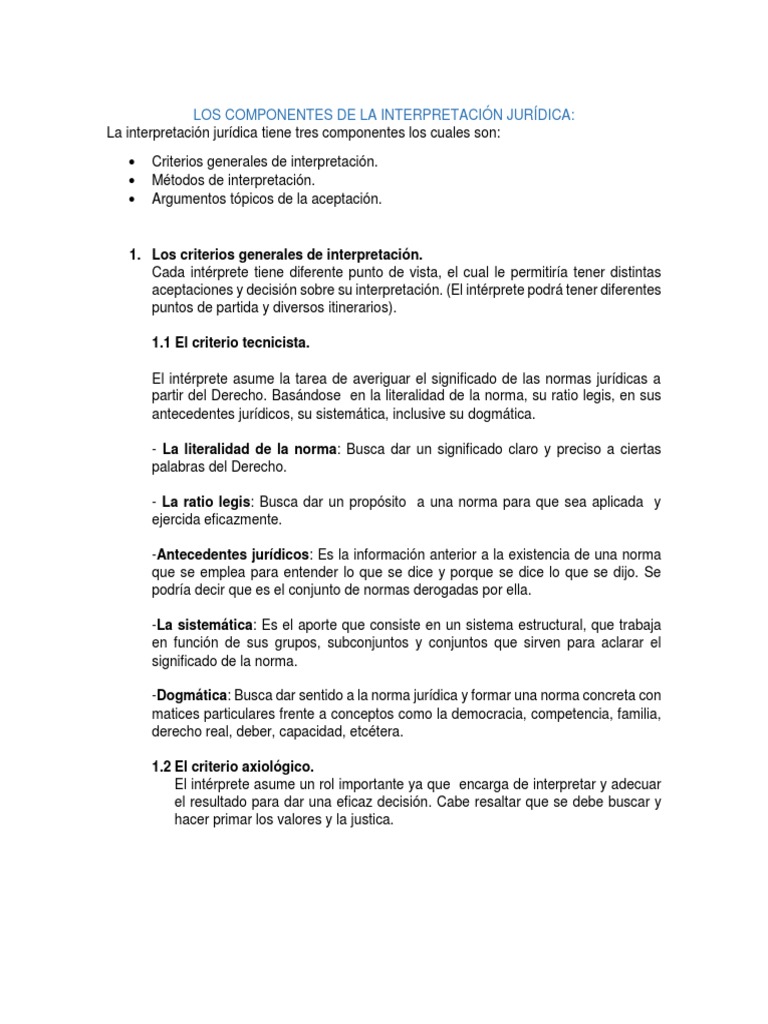 Los Componentes de La Interpretación Jurídica Juez
