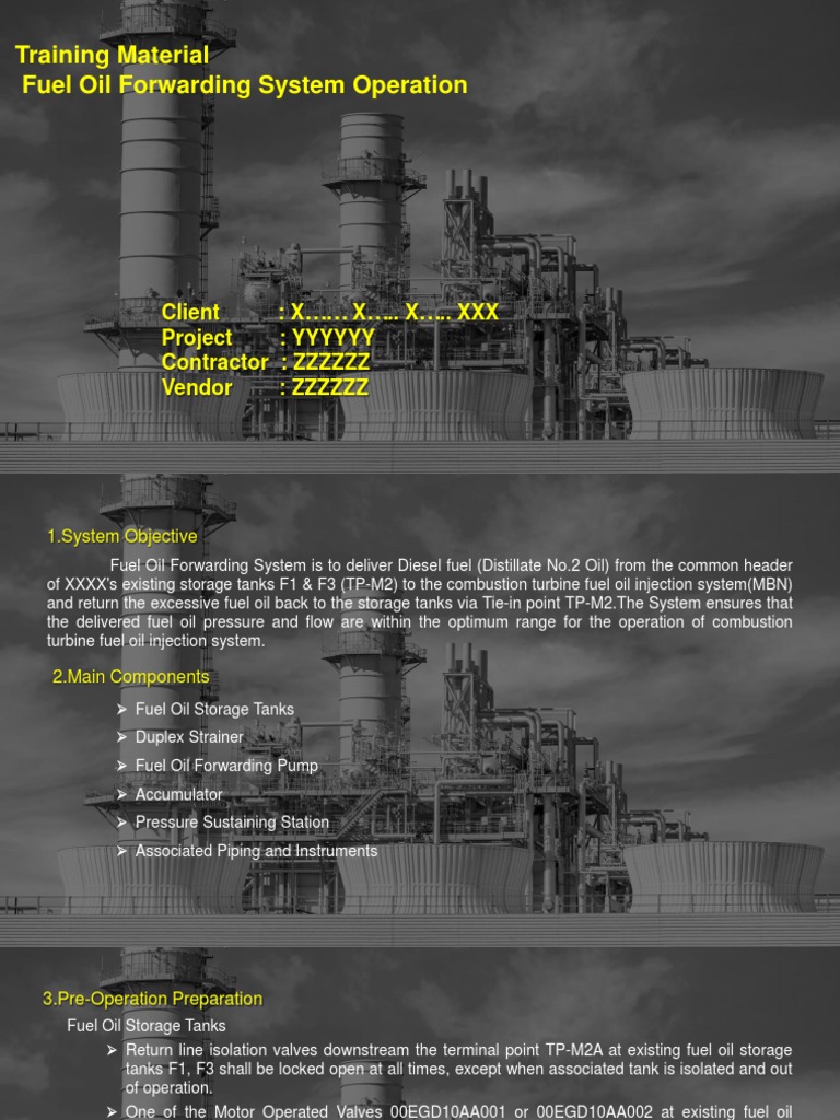 Fuel Oil Forwarding System Training Material | PDF | Pump | Valve