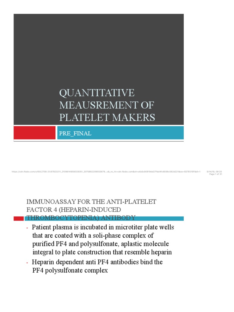 Quantitative Platelet Measurement Assays | PDF | Coagulation | Tissue ...