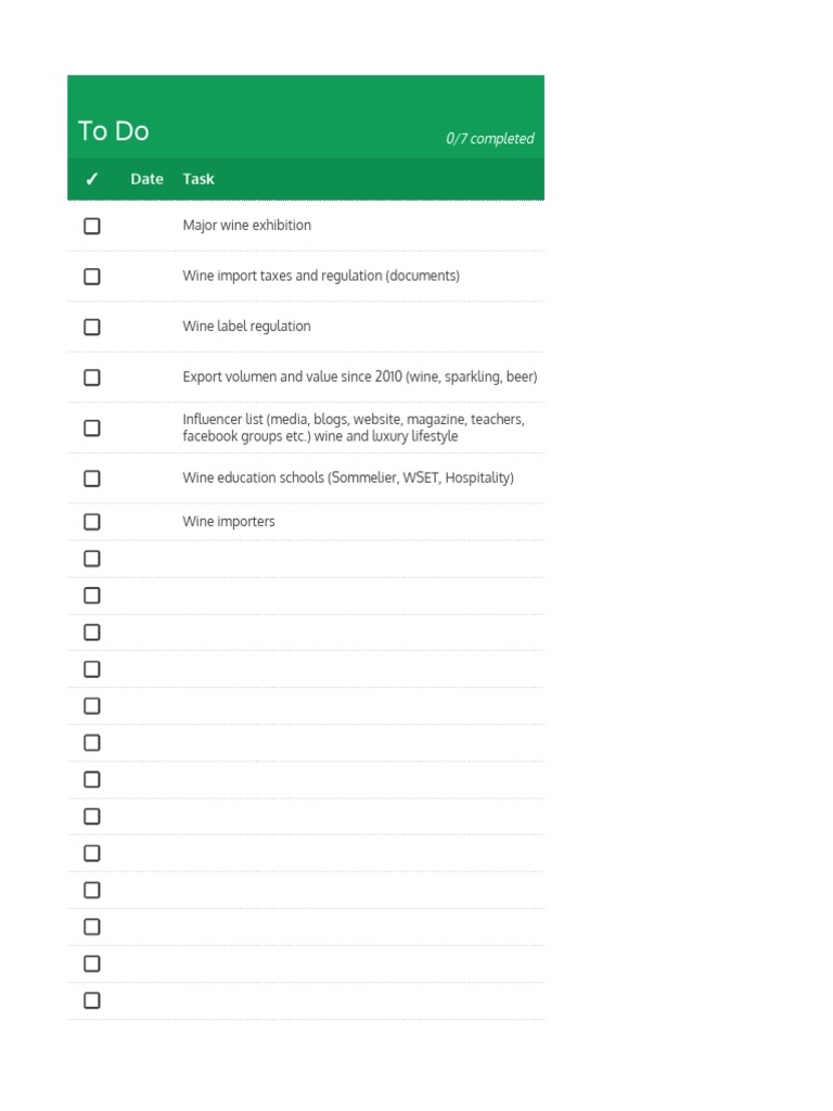 To Do: Date Task | PDF | Alcoholic Drinks | Grape