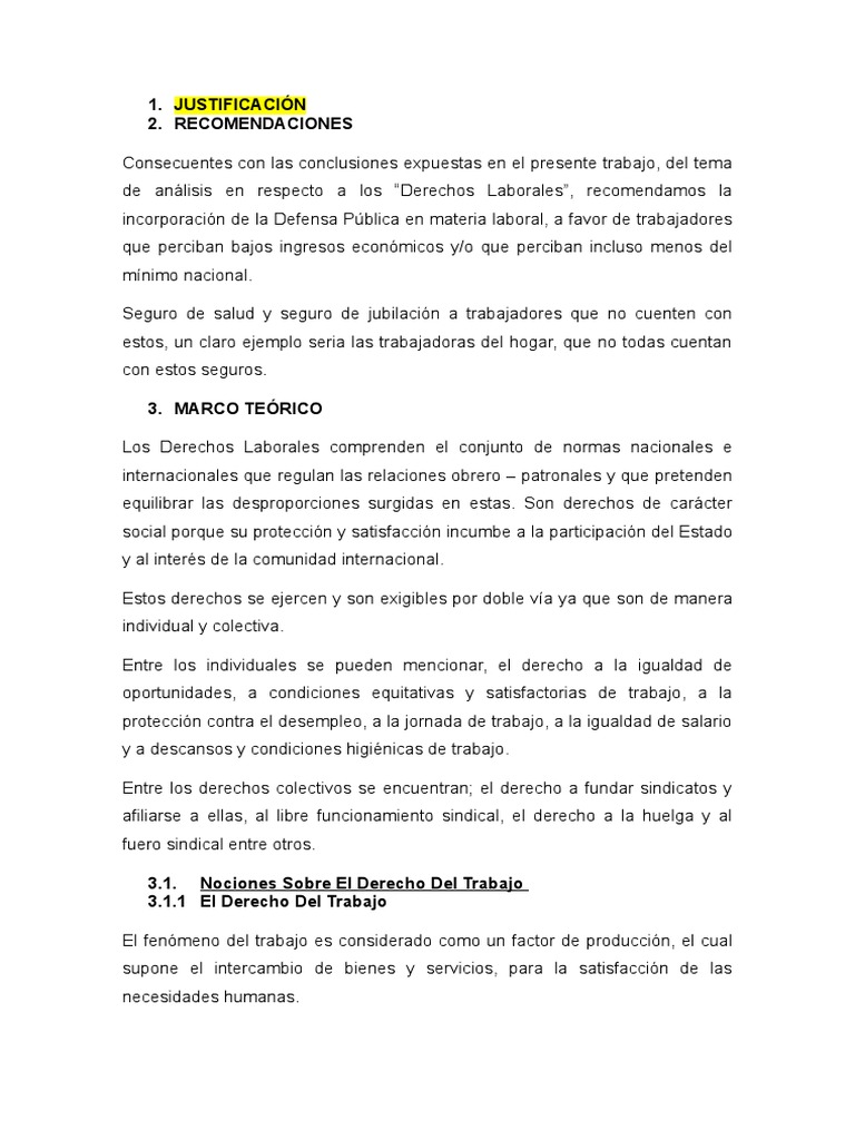Derechos Laborales y Condiciones de Trabajo | PDF | Derecho laboral ...