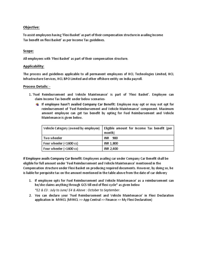 Car Maintenance And Fuel Reimbursement Income Tax  