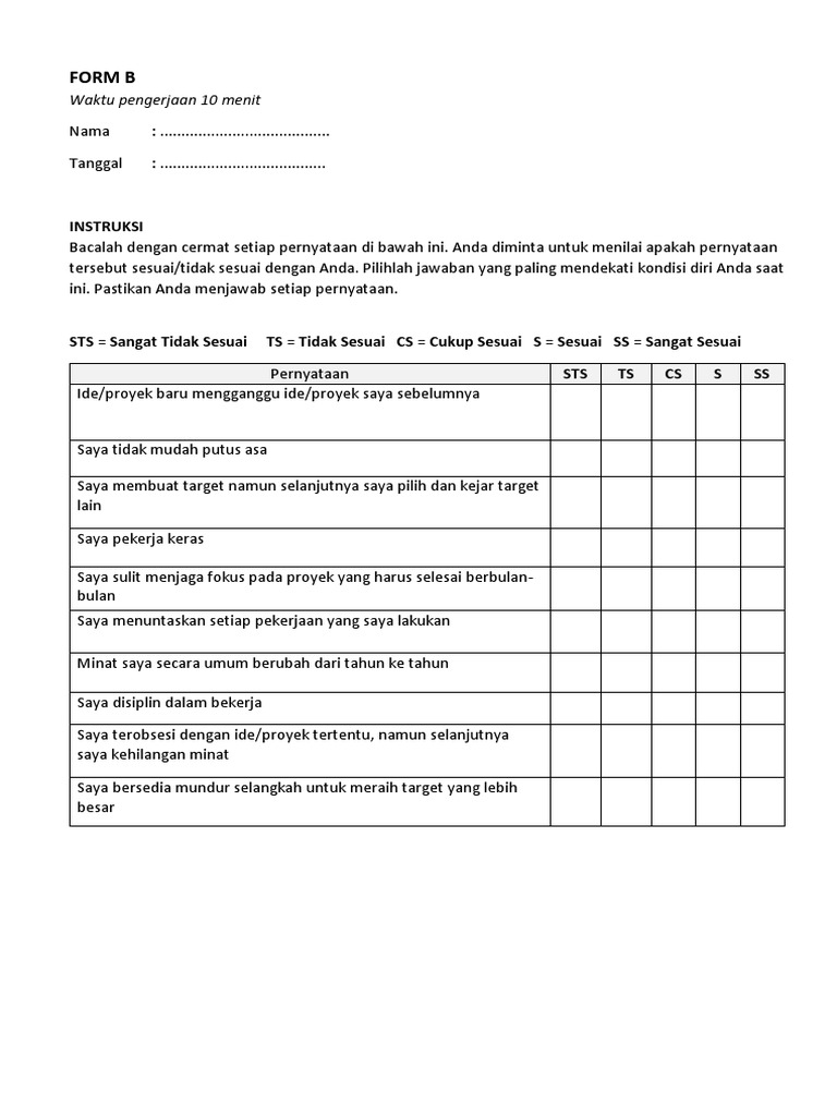 Psikotes Skala Grit PDF