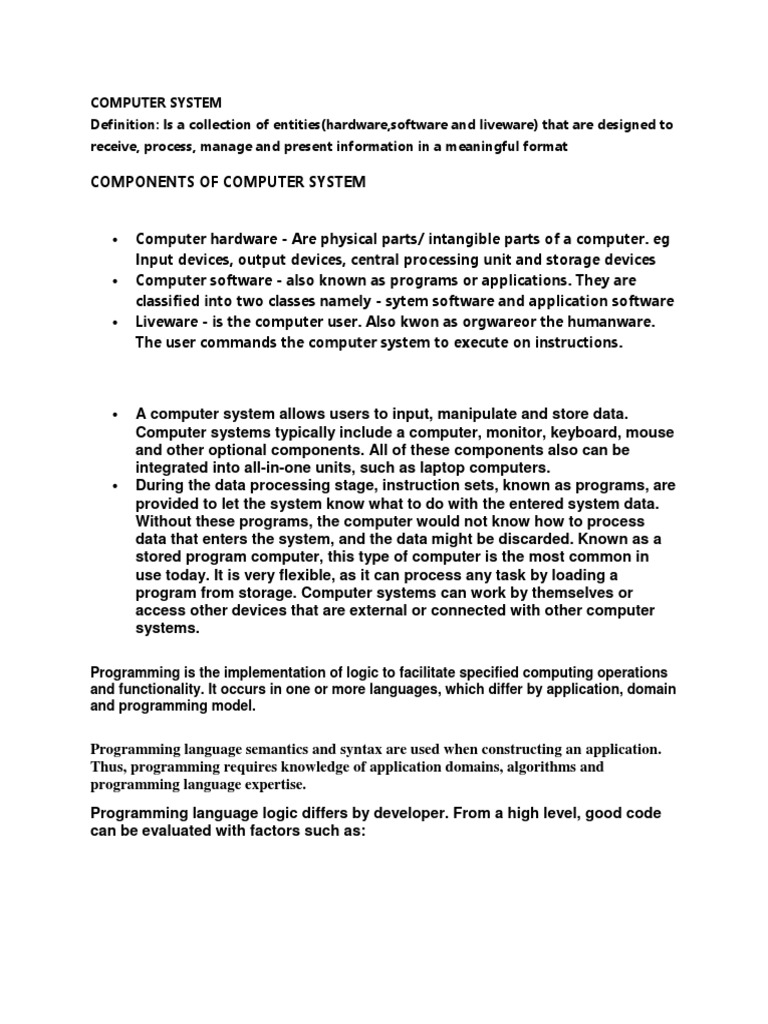 Computer System | PDF | Programming Language | Computer Program