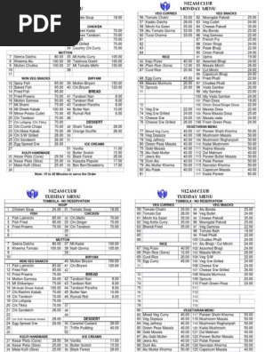 Weekly Dinner Menu