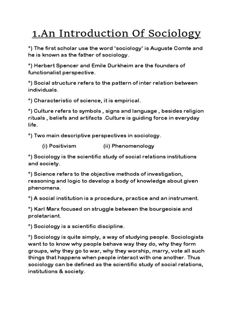 Introduction to Sociology Concepts | PDF
