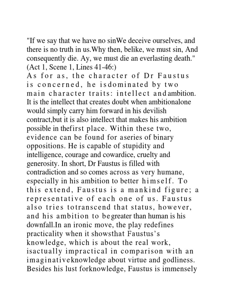 Dr Faustus' Tragic Flaw and Downfall (38 PDF Tragedy Devil
