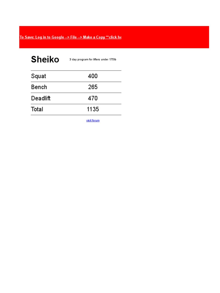 "SHEIKO 3DAY UNDER 80KG"的副本 | PDF | Physical Exercise | Hobbies