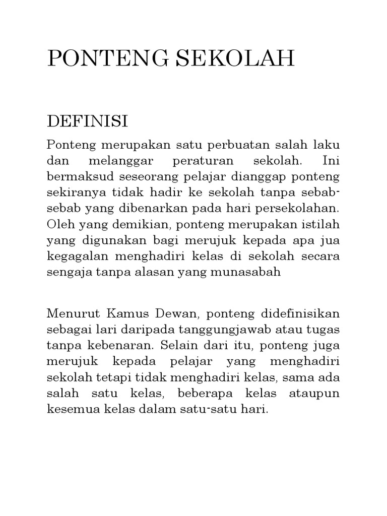 Ponteng Sekolah | PDF
