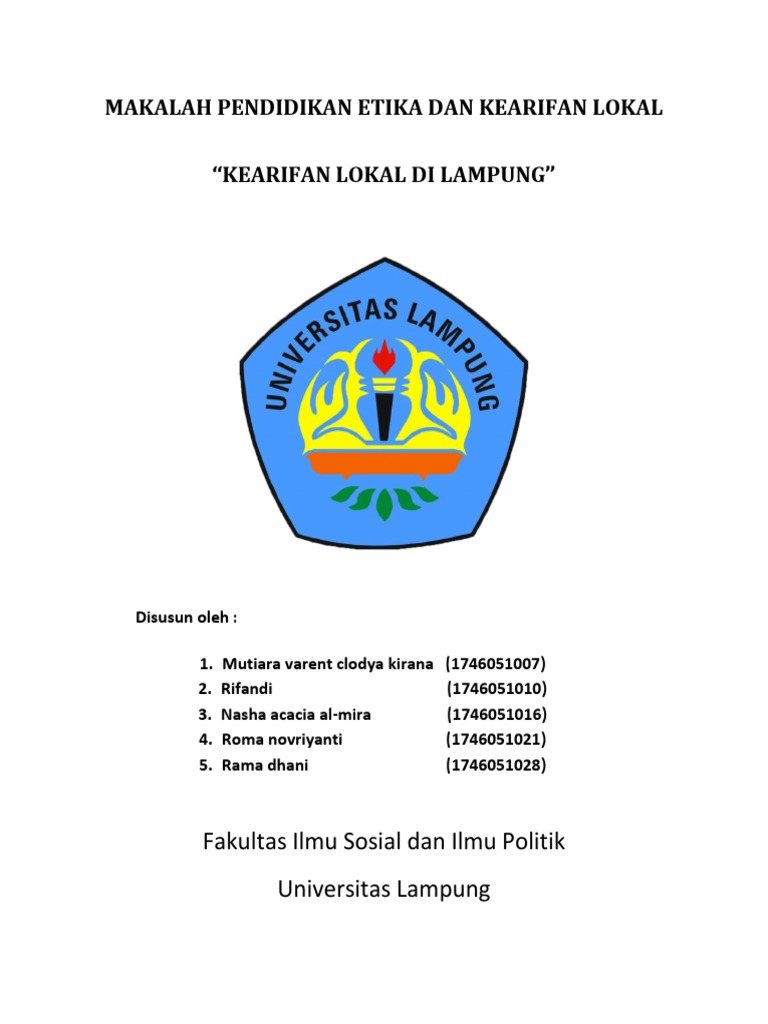 Makalah Pendidikan Etika Dan Kearifan Lokal