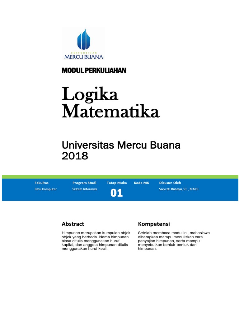 Modul Logika dan Himpunan Matematika | PDF