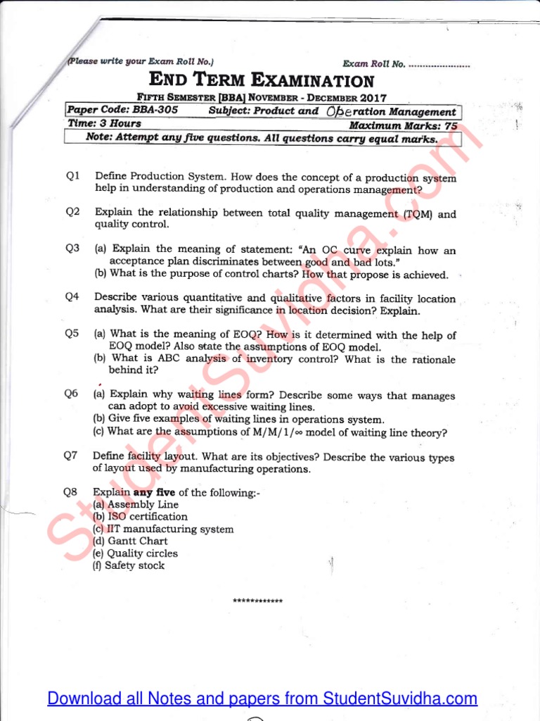 Production Operations Management Pdf