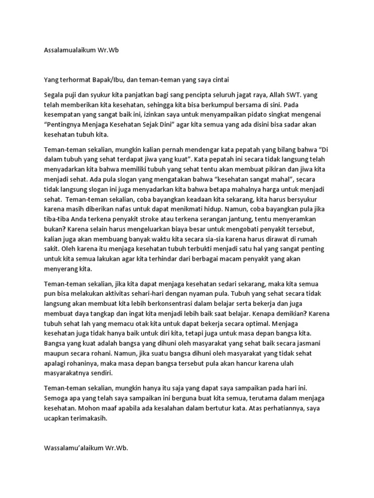 Pidato Kesehatan