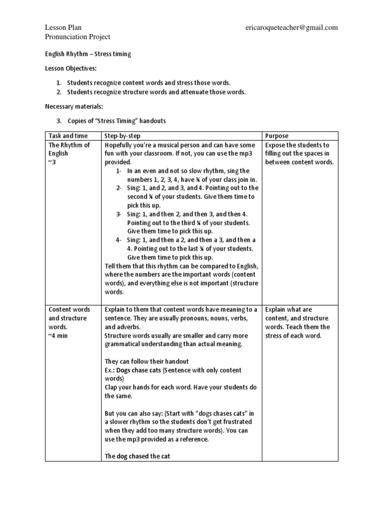 Stress Timed Language PDF English Language Word