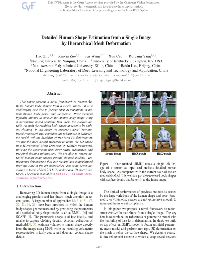Detailed Human Shape Recovery Framework | PDF | 3 D Modeling | 3 D ...
