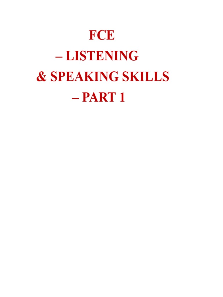 FCE Listening and Speaking Skill Part 1 | PDF