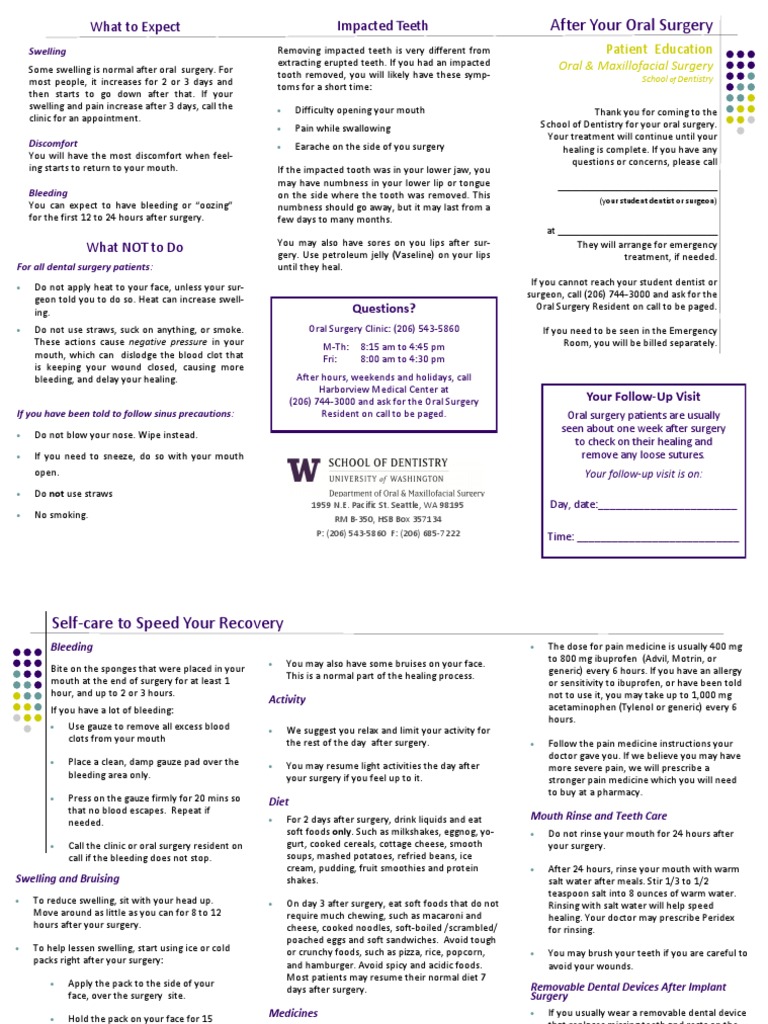 After Your Oral Surgery | PDF | Dentistry | Surgery