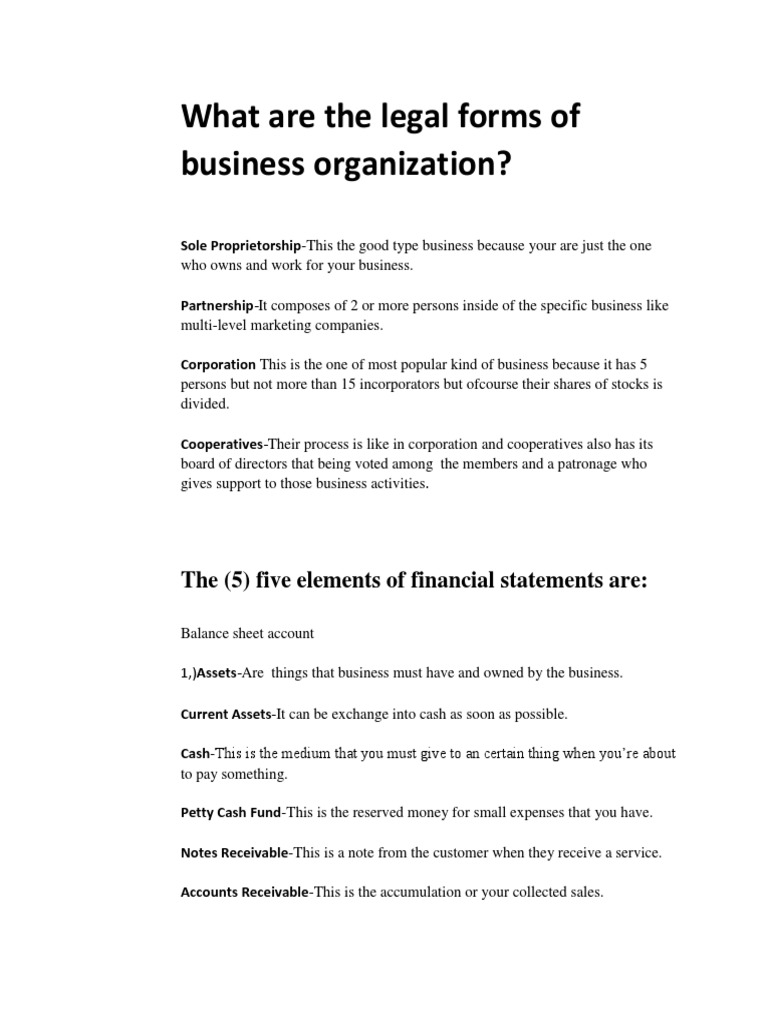 Legal Forms of Business Organization PDF Debits And Credits Expense