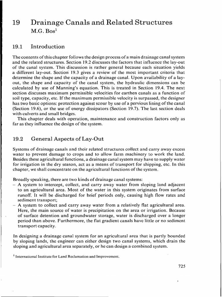 19 Drainage Canals and Related Structures: M.G. Bos' | PDF | Surface