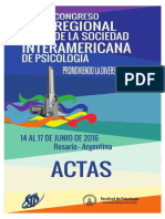 Memorias Del Congreso Regional de Psicología - Rosario 2016
