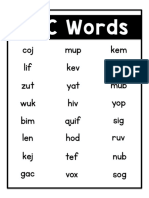 CVC Words: Coj Lif Zut Kem Waz Mup Kev Yat Mub Wuk Hiv Yop Bim Quif Sig Kej Len Hod Ruv Gac