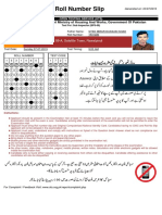 Roll Number Slip: Muslim Law College 89-A, Satellite Town, Rawalpindi