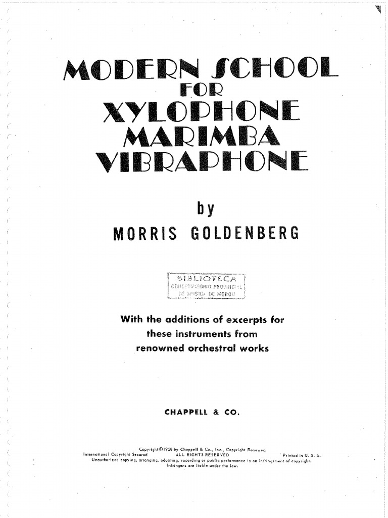 Morris Goldenberg Modern School For Xylophone Marimba Vibraphone