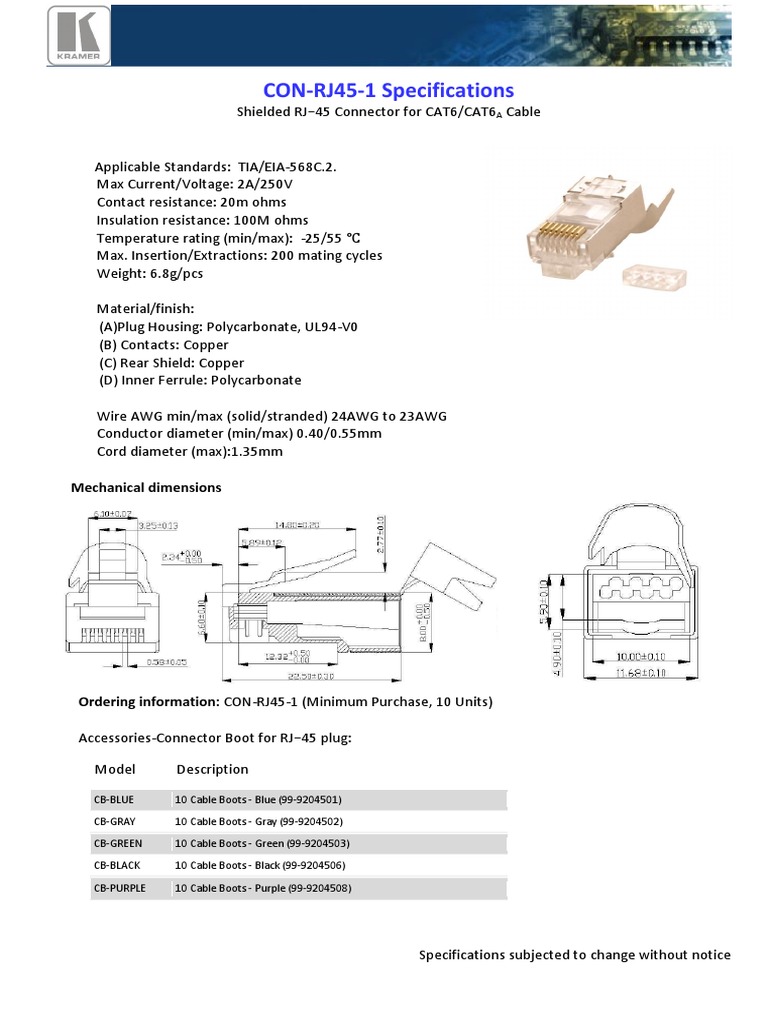 RJ45 Connector Specifications and Details | PDF