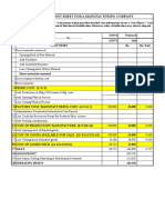 Spcimen of Cost Sheet For A Manufacturing Company