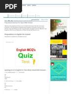 Prepositions Exercises for Class 8 With Answers