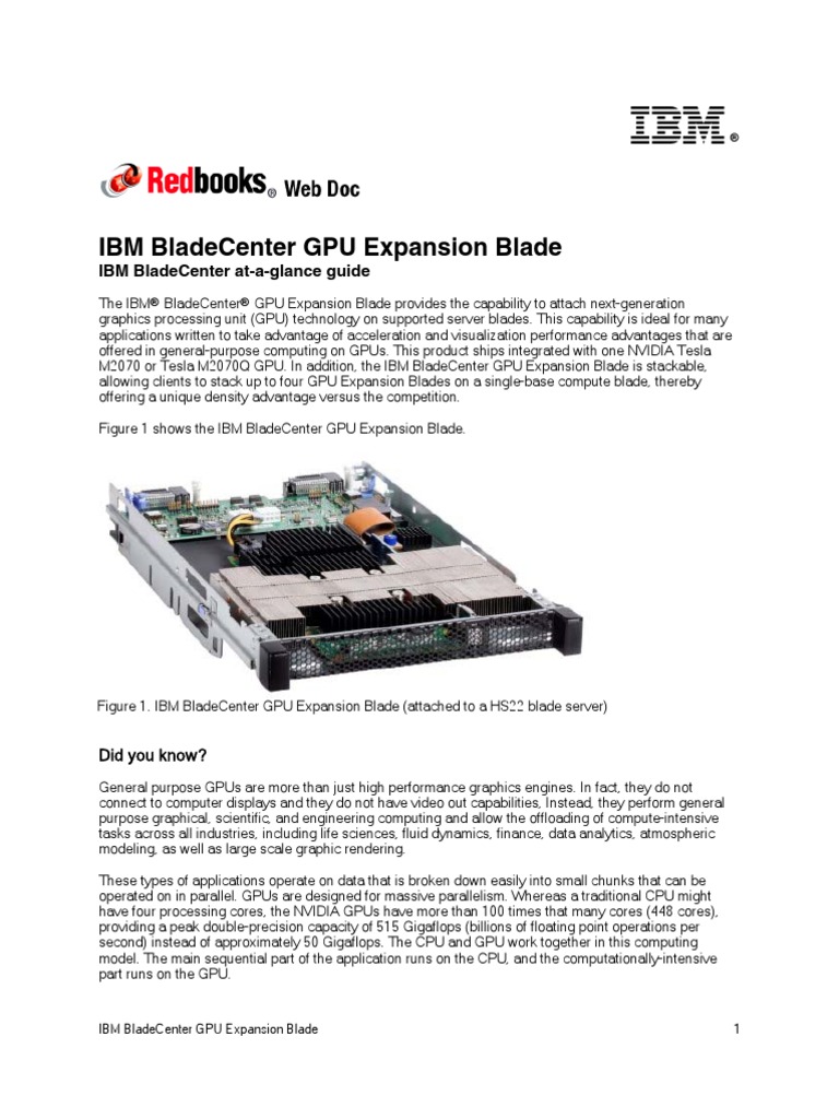 Ibm Bladecenter Gpu Expansion Blade | PDF | Graphics Processing Unit ...