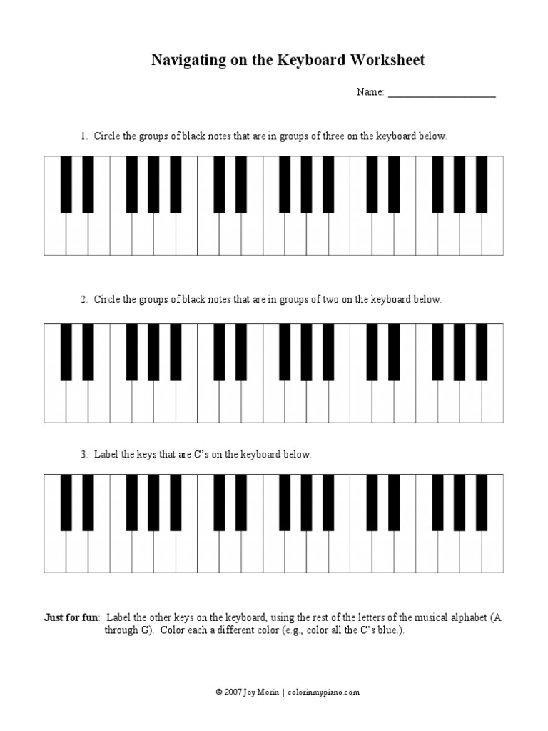 Keyboard Note Identification Worksheet | PDF